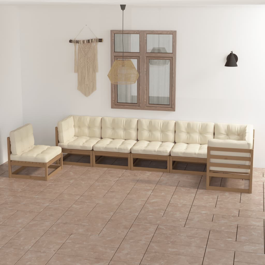 vidaXL 7-tlg. Garten-Lounge-Set mit Kissen Massivholz Kiefer