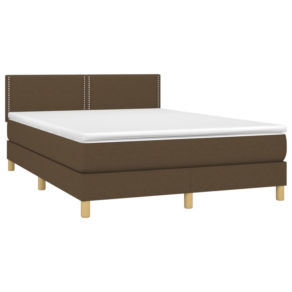 vidaXL Boxspringbett mit Matratze Dunkelbraun 140x200 cm Stoff