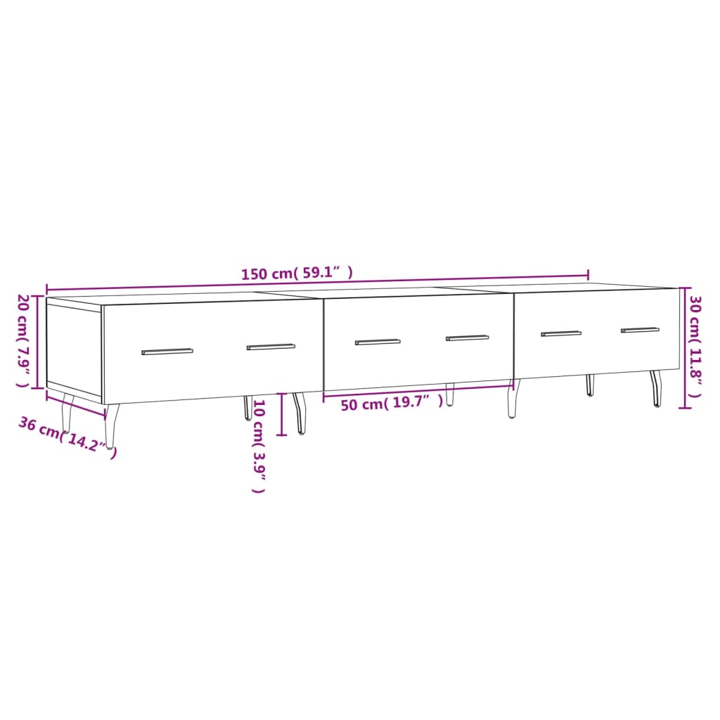 vidaXL TV-Schrank Betongrau 150x36x30 cm Holzwerkstoff