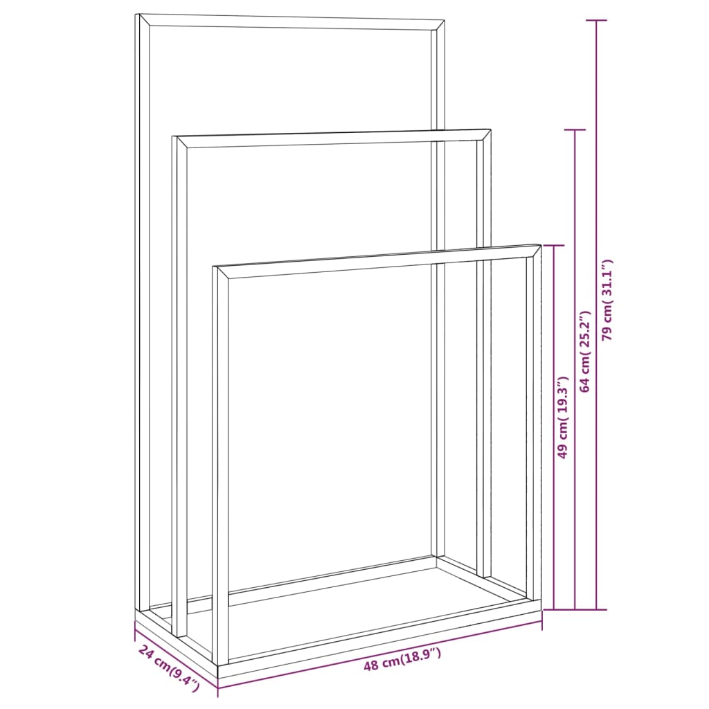 vidaXL Handtuchständer Schwarz 48x24x79 cm Eisen