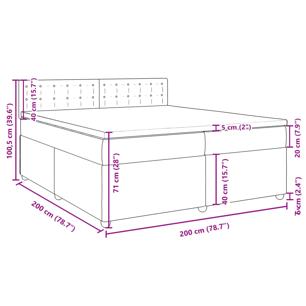 vidaXL Boxspringbett mit Matratze Hellgrau 200x200 cm Stoff