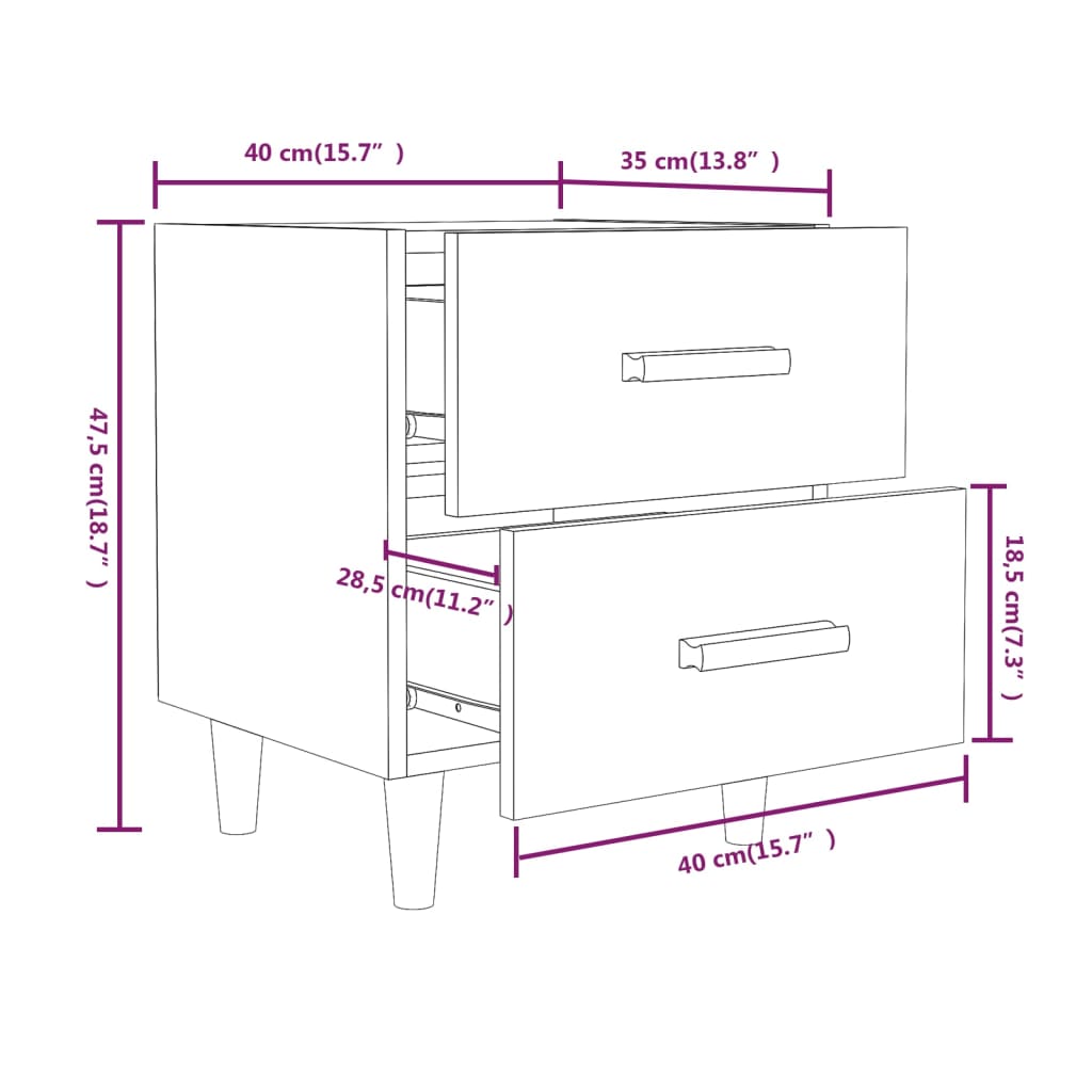 vidaXL Nachttisch Grau Sonoma 40x35x47,5 cm