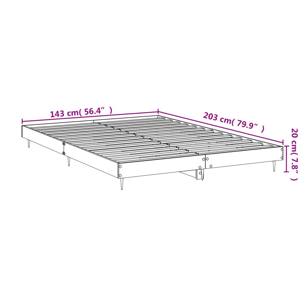 vidaXL Bettgestell Grau Sonoma 140x200 cm Holzwerkstoff