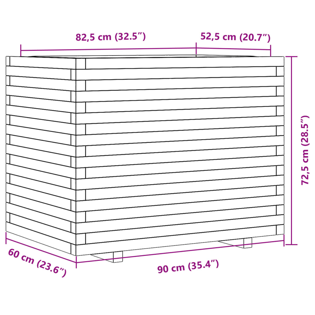 vidaXL Pflanzkübel 90x60x72,5 cm Kiefernholz Imprägniert