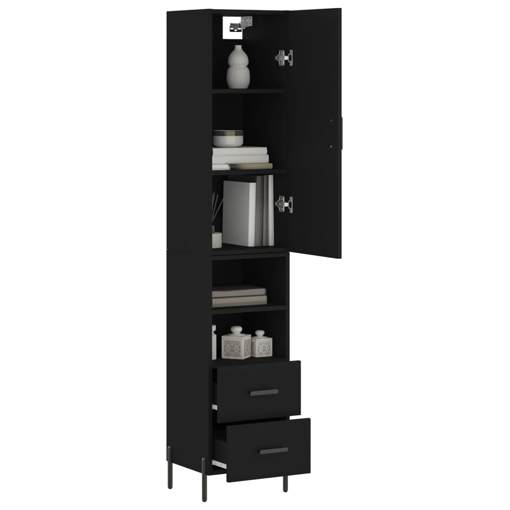 vidaXL Highboard Schwarz 34,5x34x180 cm Holzwerkstoff