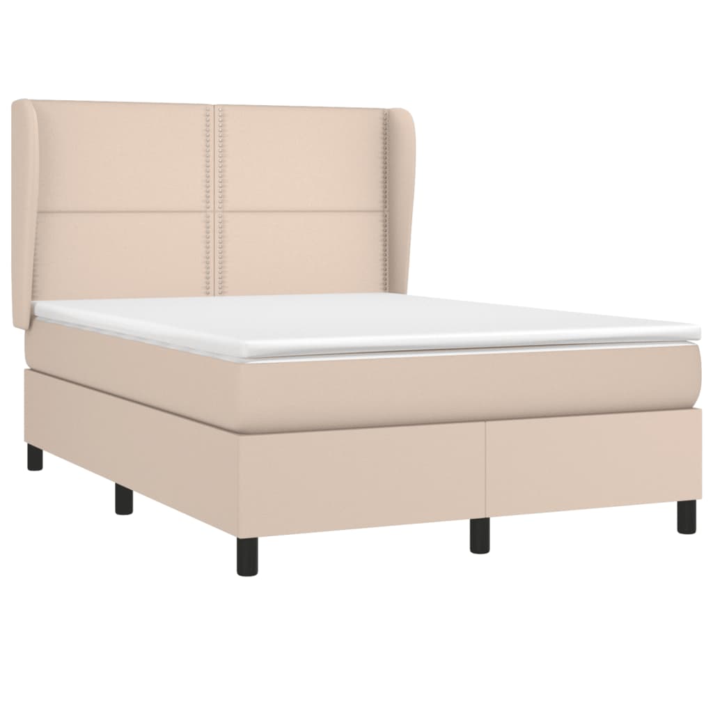 vidaXL Boxspringbett Matratze Cappuccino-Braun 140x200cm Kunstleder