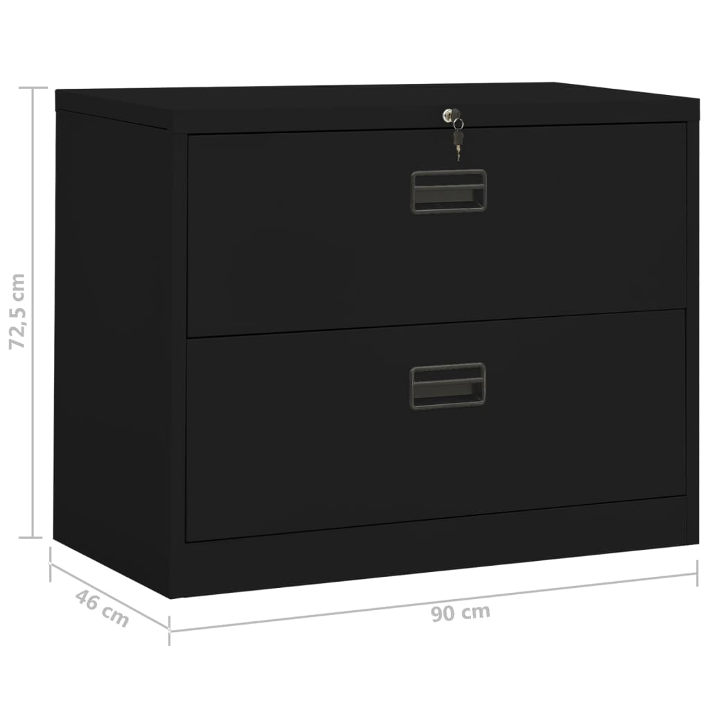 vidaXL Aktenschrank Schwarz 90x46x72,5 cm Stahl