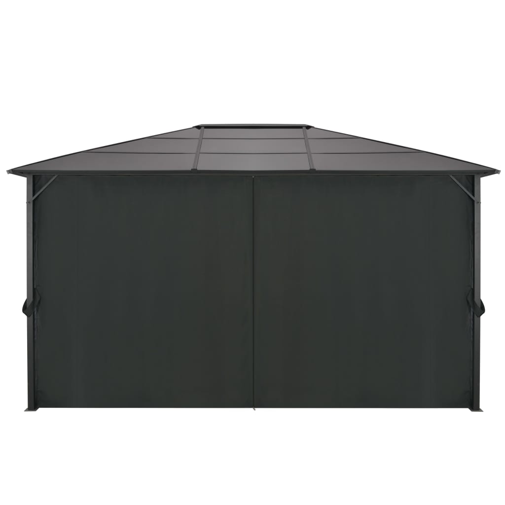 vidaXL Gartenpavillon mit Vorhang Aluminium 4×3×2,6 m Schwarz