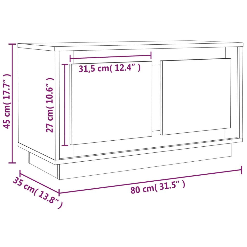 vidaXL TV-Schrank Hochglanz-Weiß 80x35x45 cm Holzwerkstoff