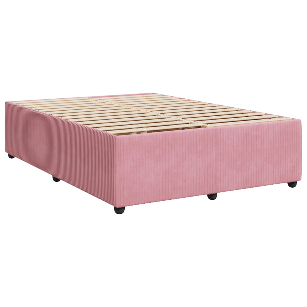 vidaXL Boxspringbett mit Matratze Rosa 160x200 cm Samt