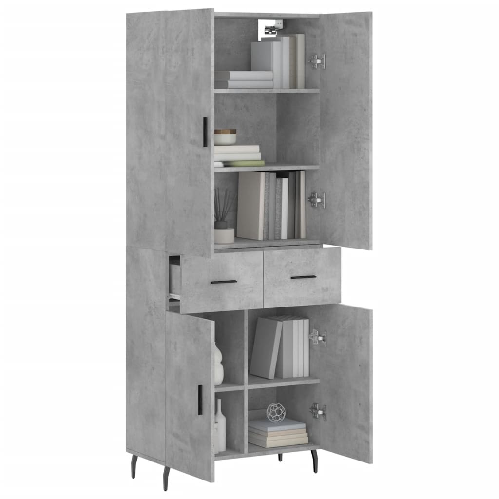 vidaXL Highboard Betongrau 69,5x34x180 cm Holzwerkstoff