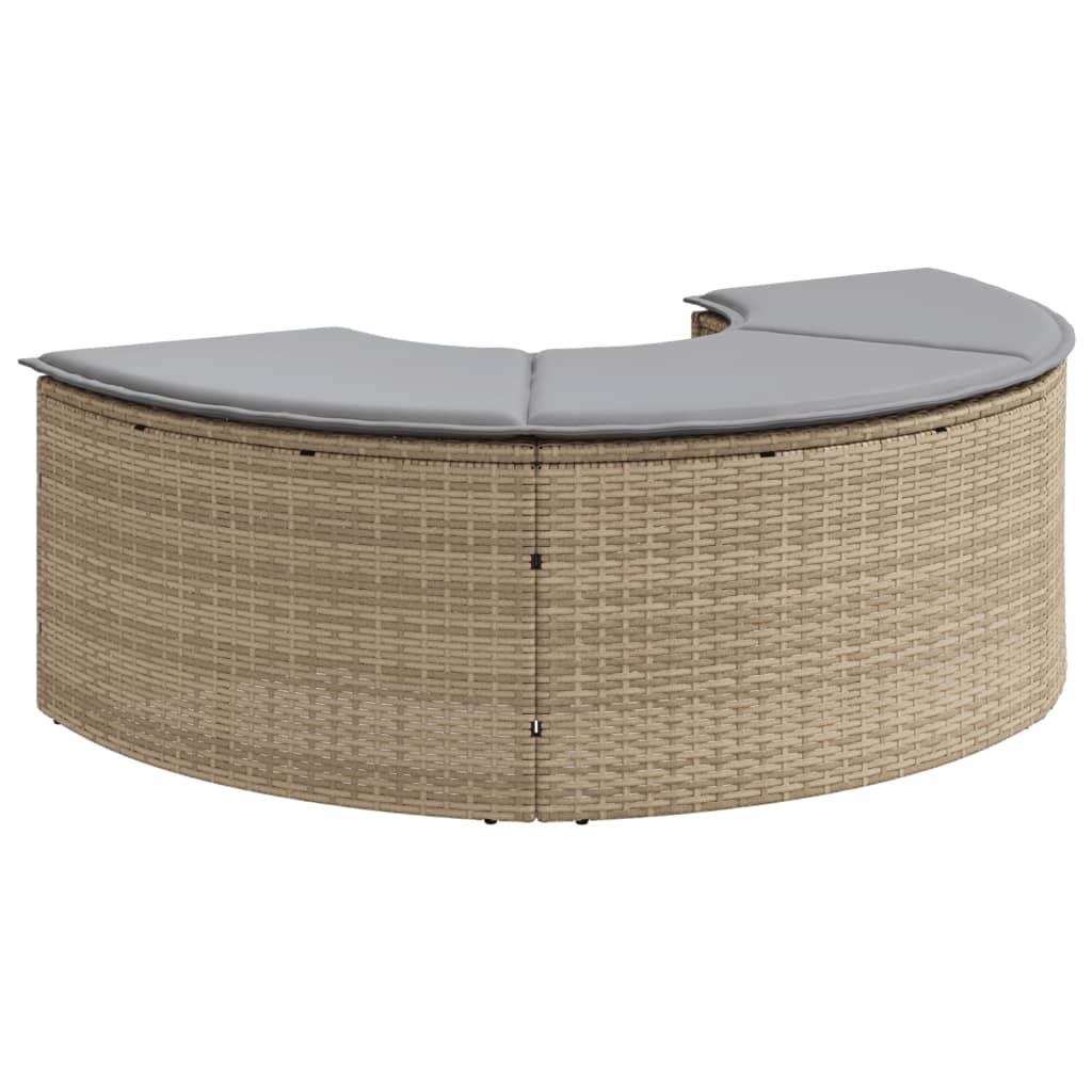 vidaXL Garten-Fußhocker mit Kissen Beige Poly-Rattan