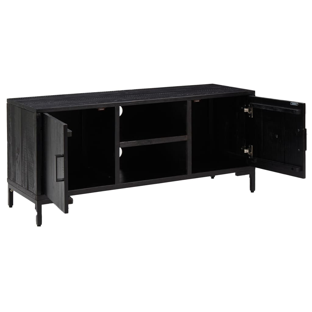 vidaXL TV-Schrank Schwarz 110x35x48 cm Massivholz Kiefer