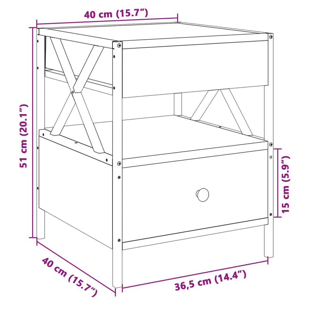 vidaXL Couchtisch mit Infinity-LED Sonoma-Eiche 40x40x51 cm