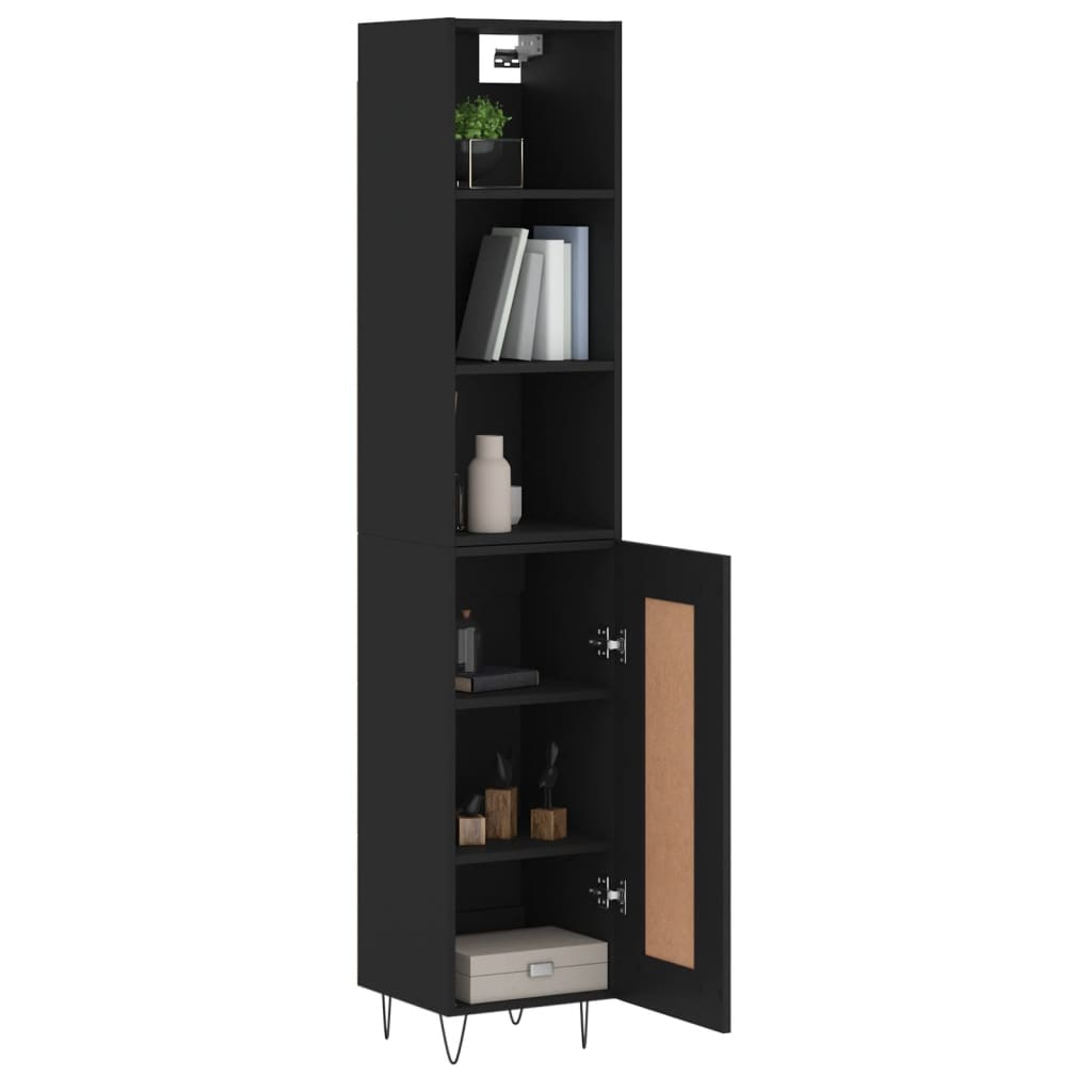 vidaXL Highboard Schwarz 34,5x34x180 cm Holzwerkstoff