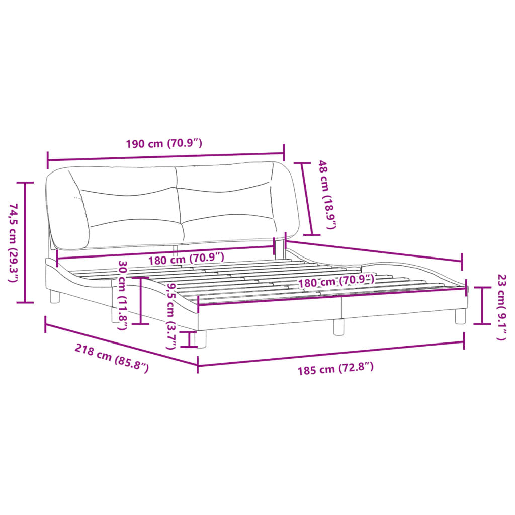 vidaXL Bettgestell ohne Matratze Hellgrau 180x200 cm Stoff