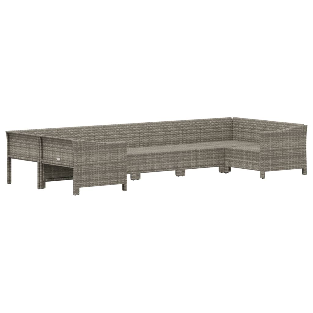 vidaXL 7-tlg. Garten-Lounge-Set mit Kissen Grau Poly Rattan