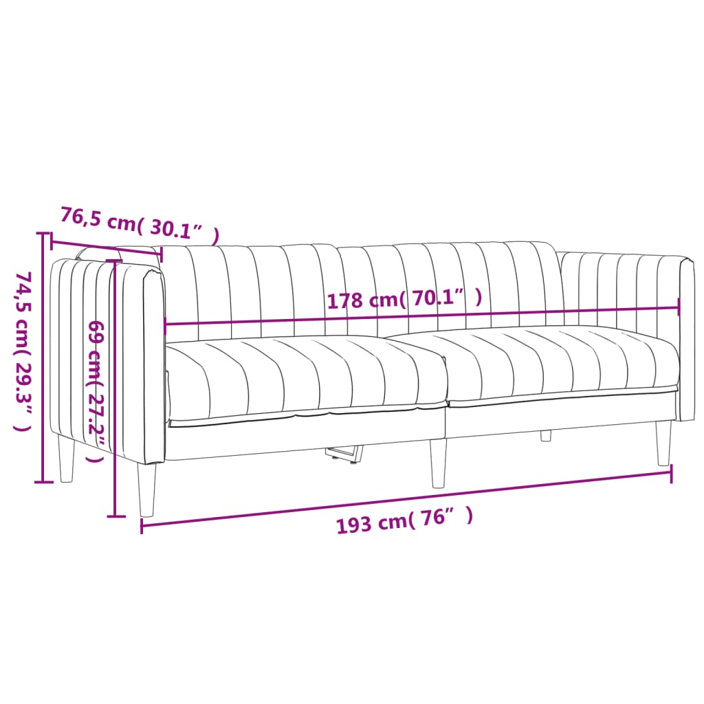 vidaXL 2-tlg. Sofagarnitur Creme Stoff