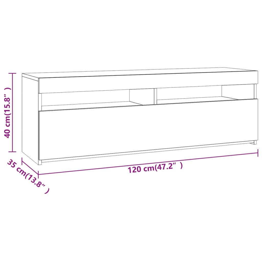 vidaXL TV-Schrank mit LED-Leuchten Grau Sonoma 120x35x40 cm