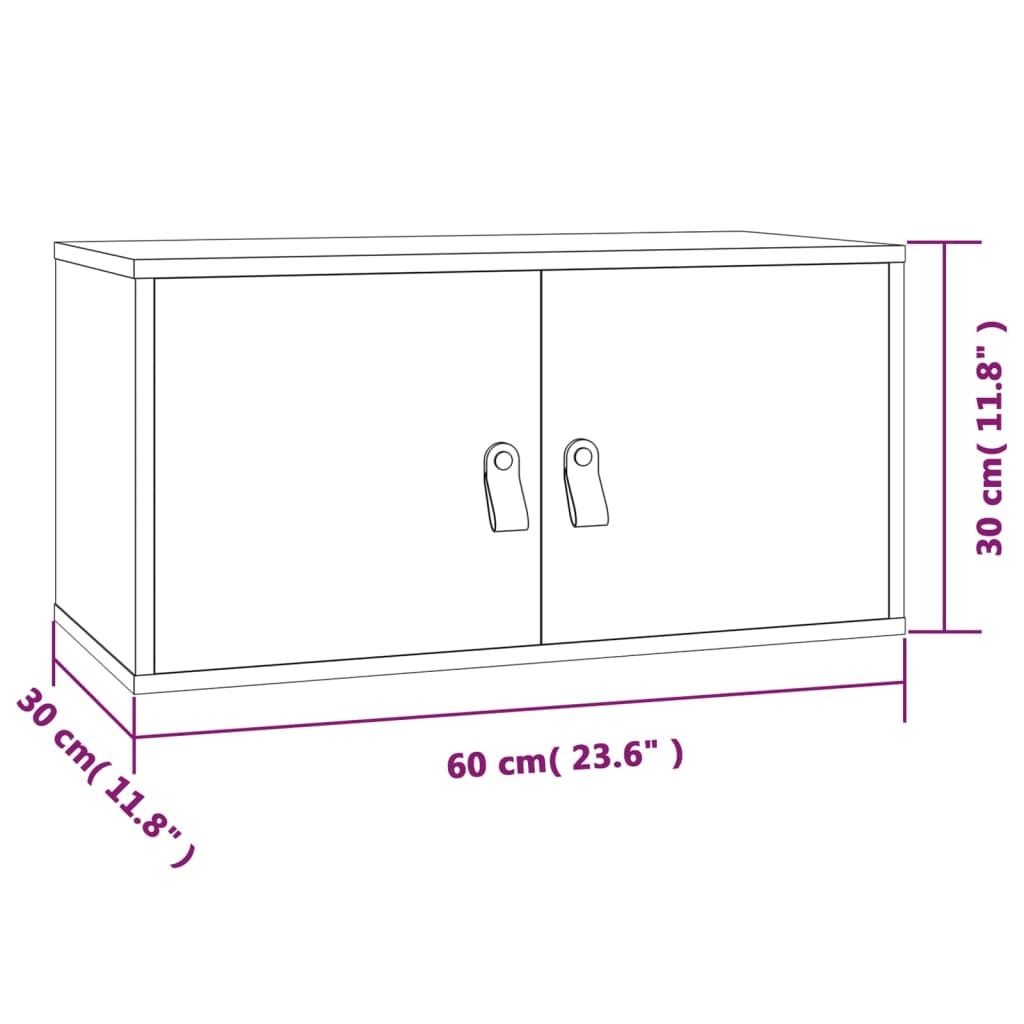 vidaXL Wandschrank Schwarz 60x30x30 cm Massivholz Kiefer