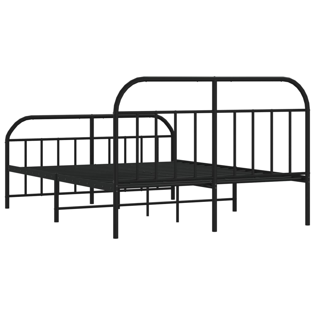 vidaXL Metallbett ohne Matratze mit Fußteil Schwarz 160x200 cm