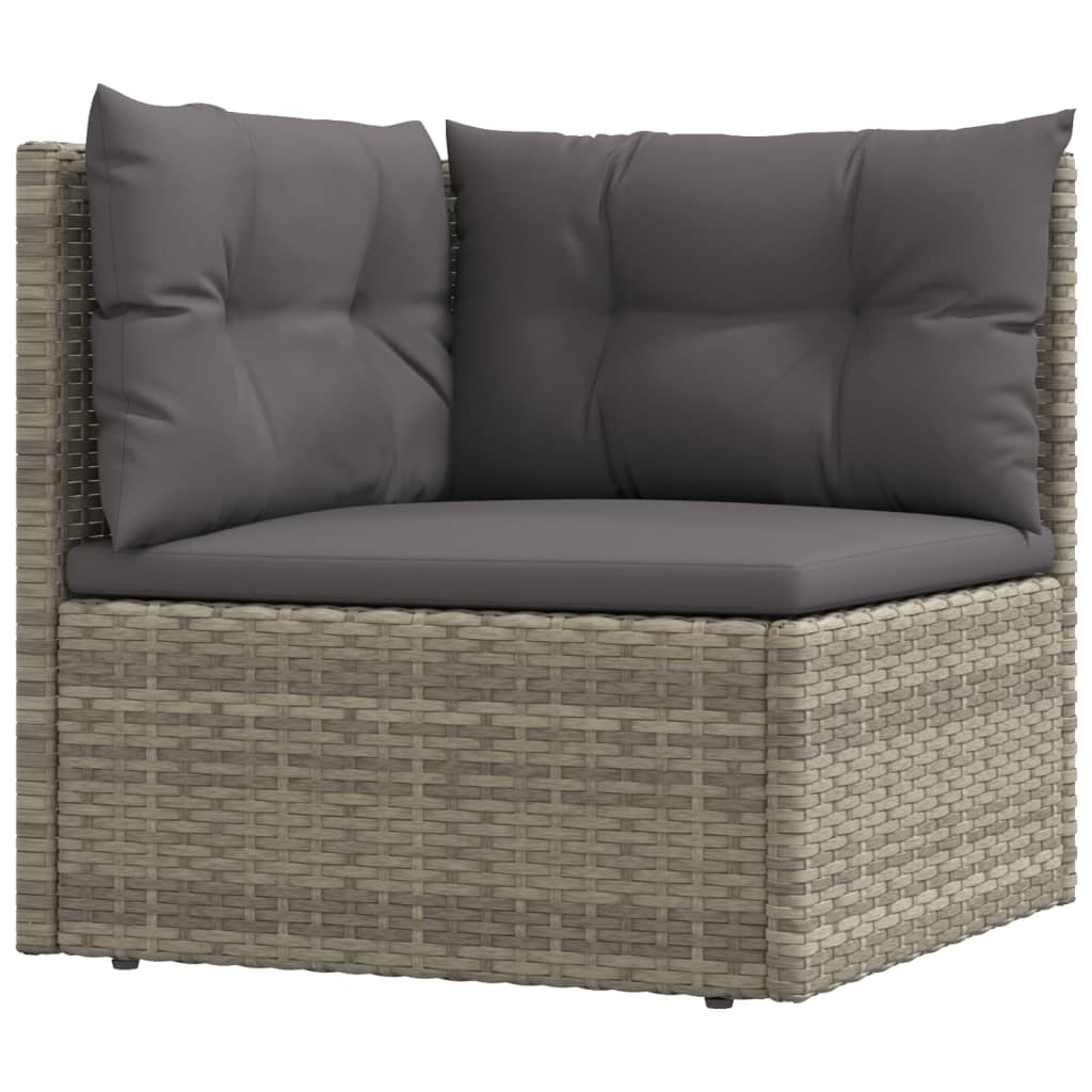 vidaXL 5-tlg. Garten-Lounge-Set mit Kissen Grau Poly Rattan