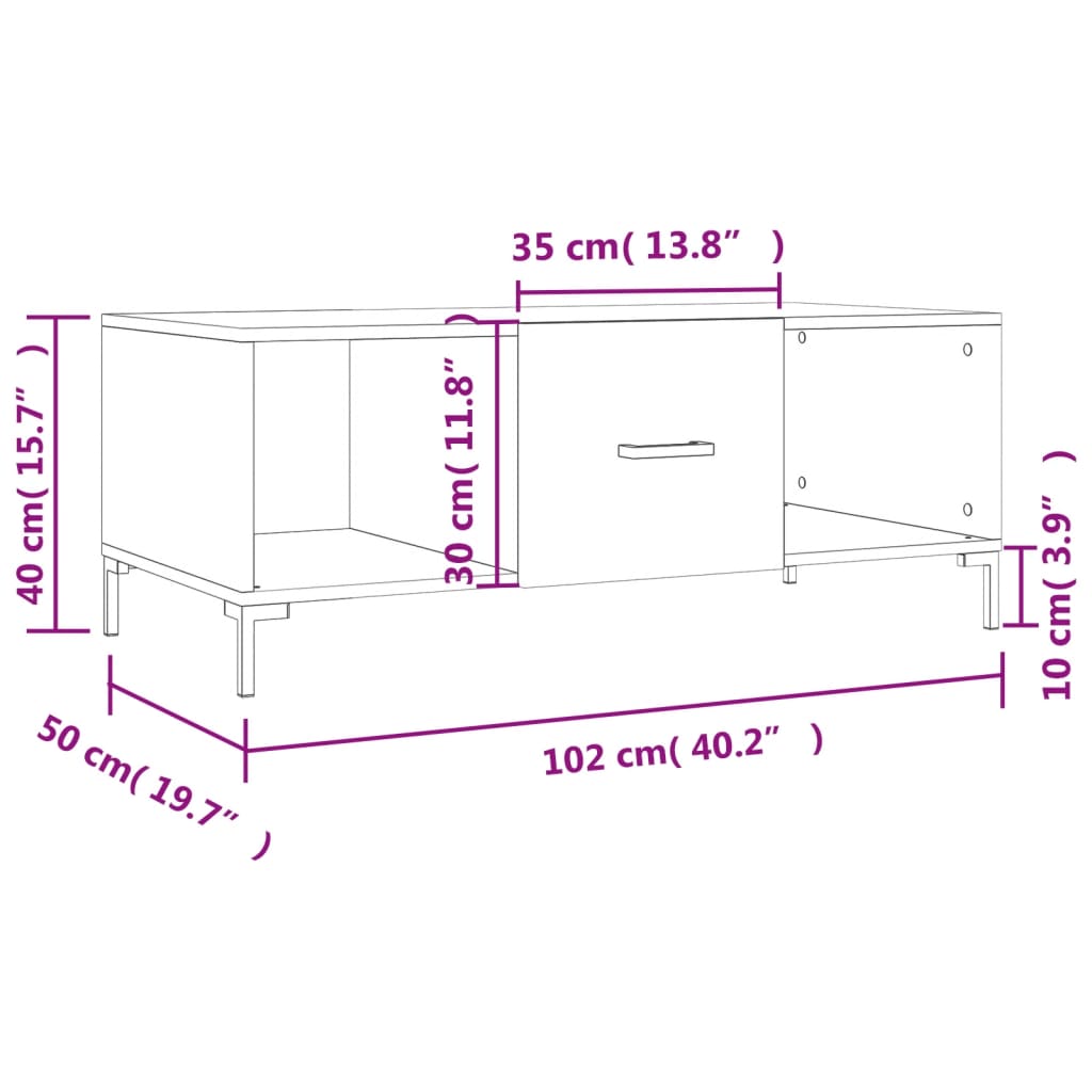 vidaXL Couchtisch Schwarz 102x50x40 cm Holzwerkstoff