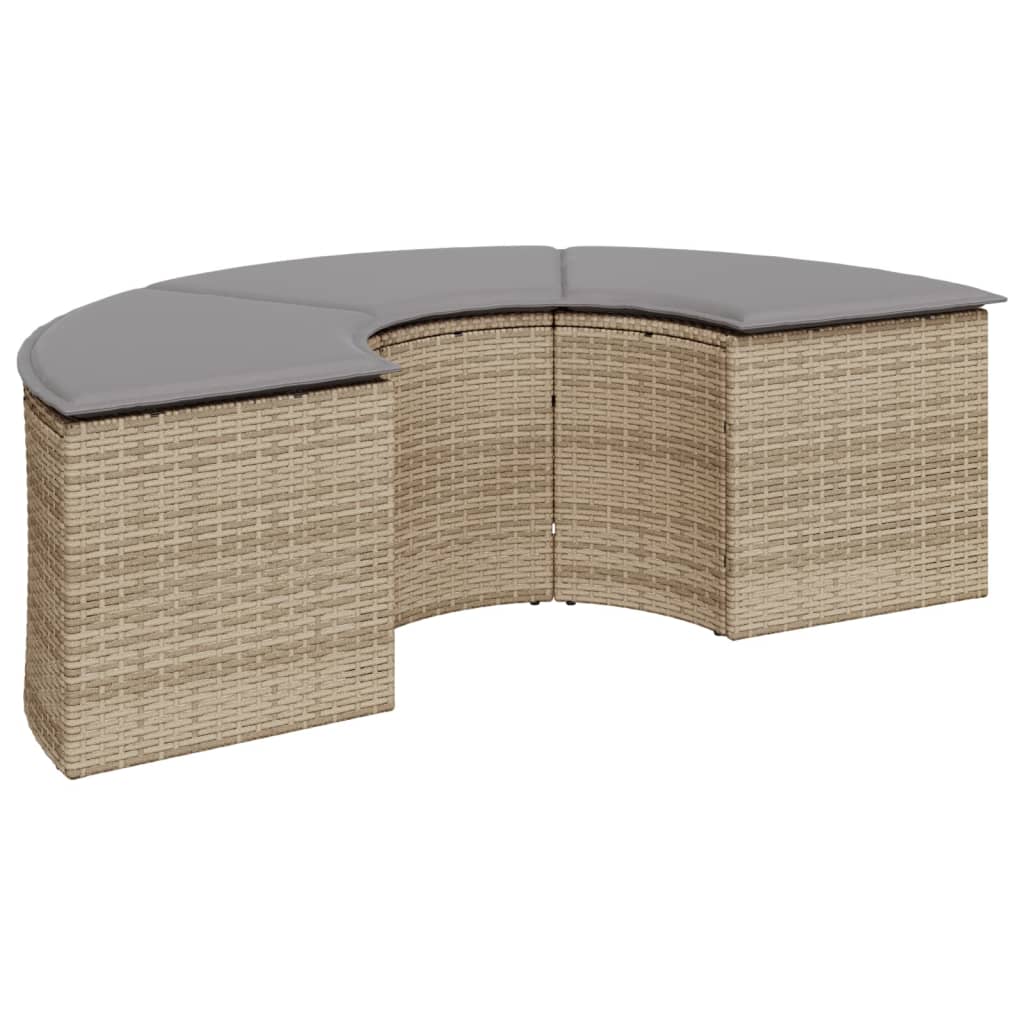 vidaXL 2-tlg. Garten-Sofagarnitur Halbrund Beige Poly-Rattan