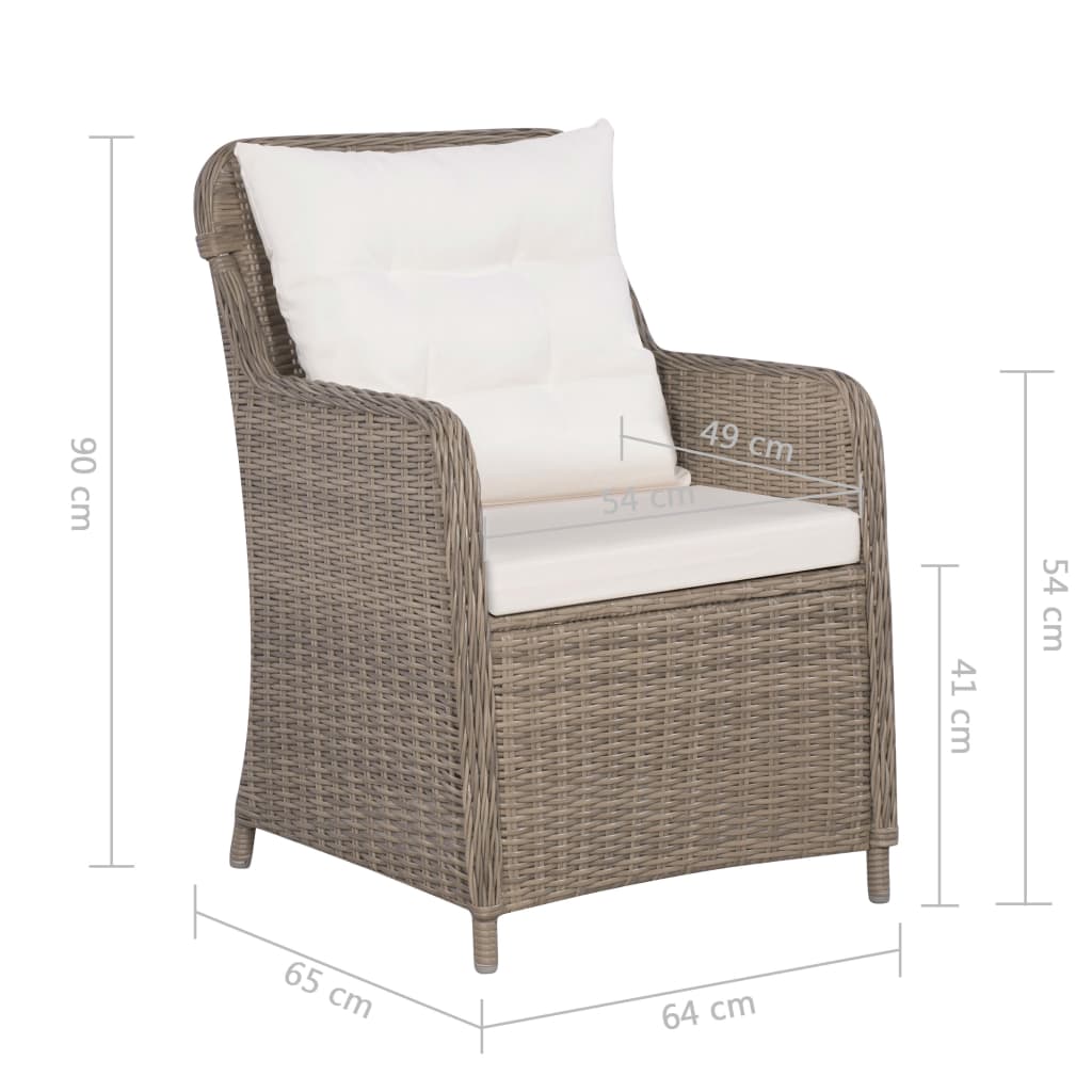 vidaXL 11-tlg. Garten-Essgruppe Poly Rattan