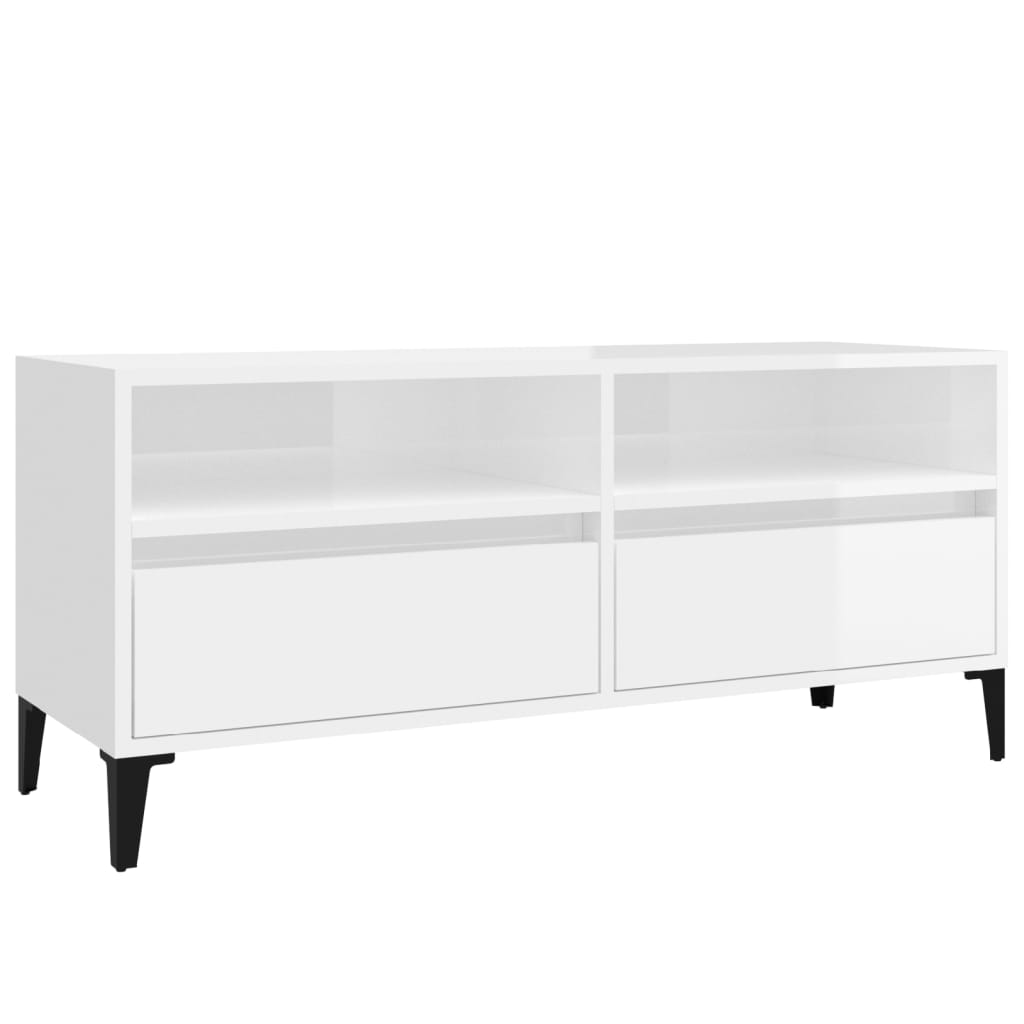 vidaXL TV-Schrank Hochglanz-Weiß 100x34,5x44,5 cm Holzwerkstoff