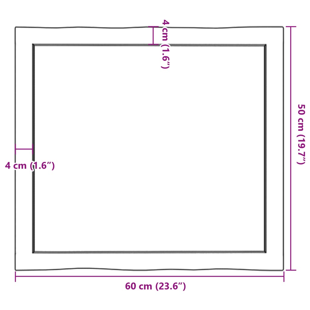 vidaXL Tischplatte 60x50x(2-4) cm Massivholz Behandelt Baumkante