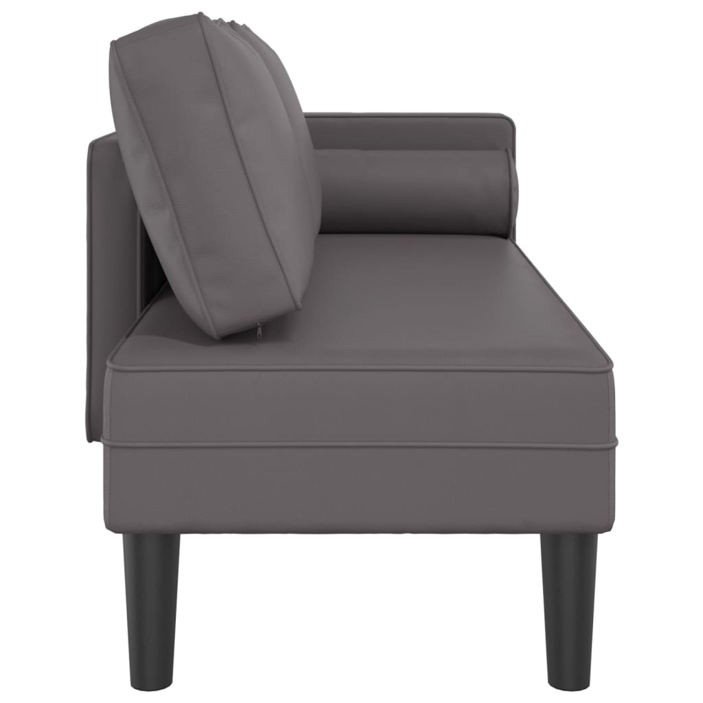 vidaXL Chaiselongue mit Kissen Grau Kunstleder