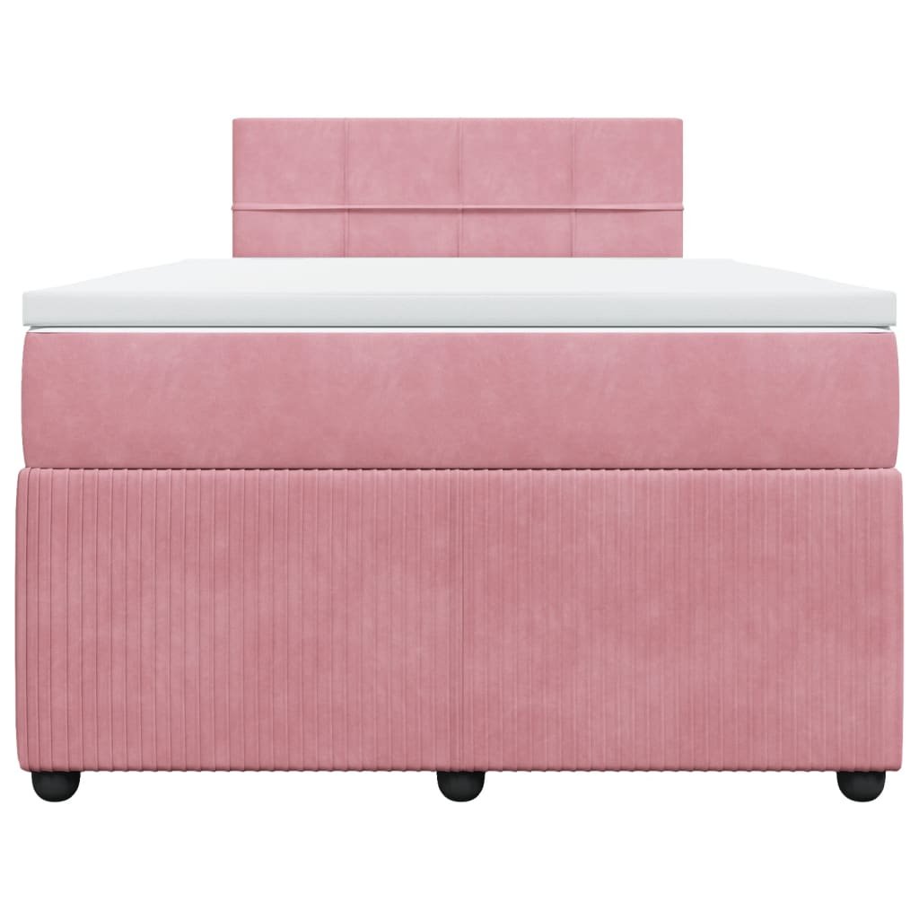 vidaXL Boxspringbett mit Matratze Rosa 120x190 cm Samt