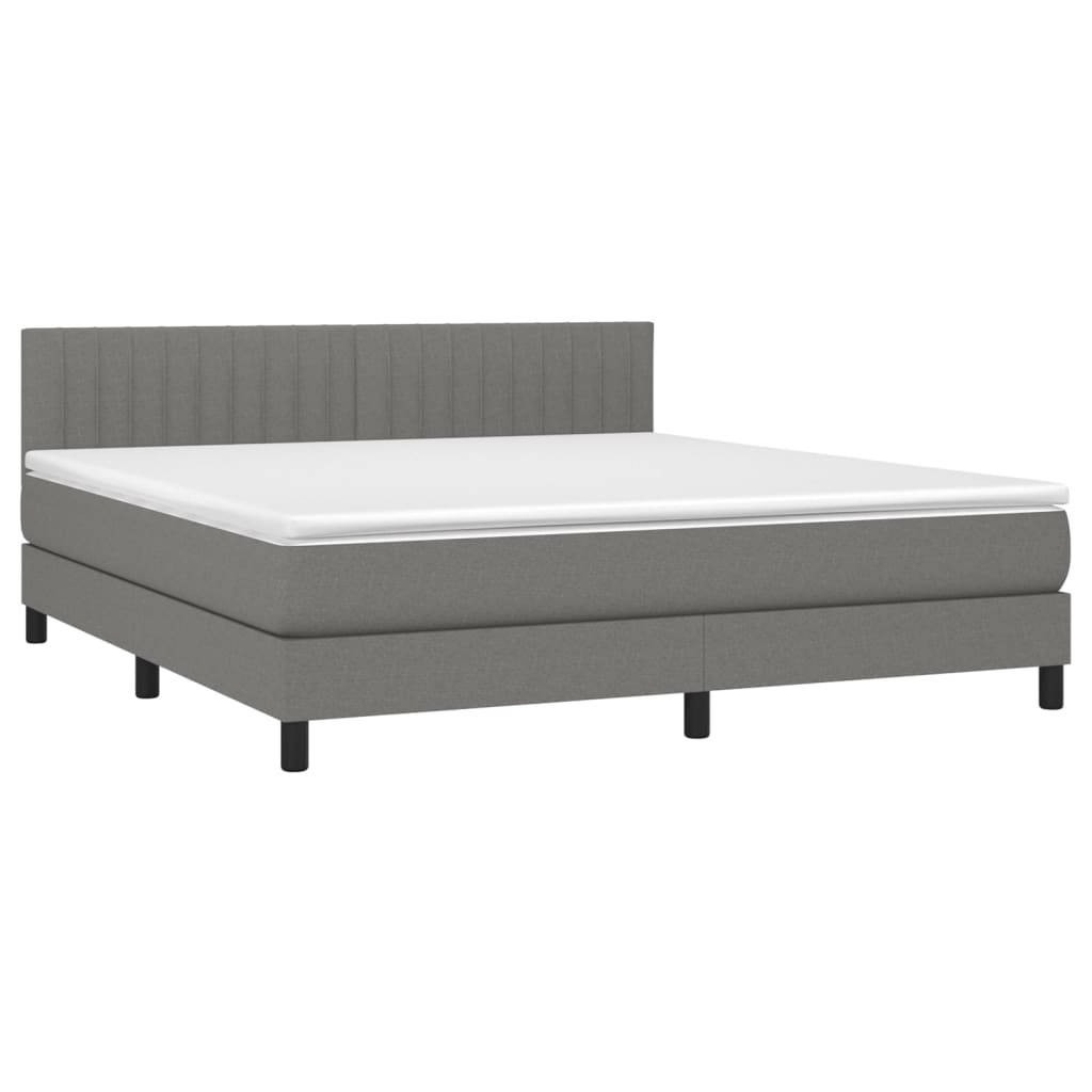 vidaXL Boxspringbett mit Matratze Dunkelgrau 180x200 cm Stoff