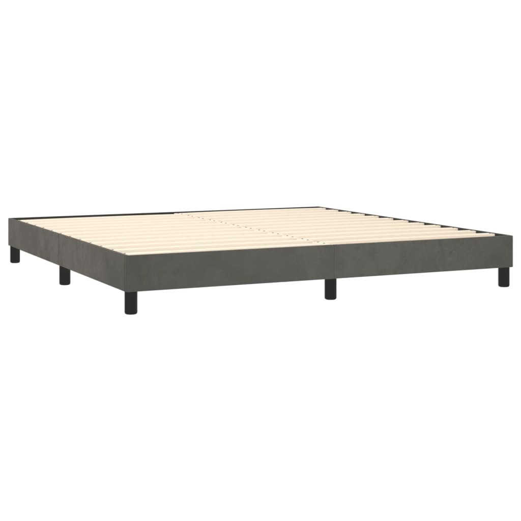 vidaXL Boxspringbett mit Matratze & LED Dunkelgrau 200x200 cm Samt