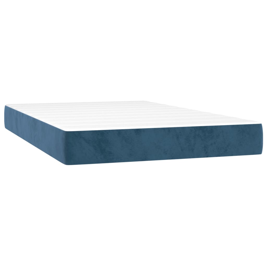 vidaXL Boxspringbett mit Matratze & LED Dunkelblau 120x200 cm Samt