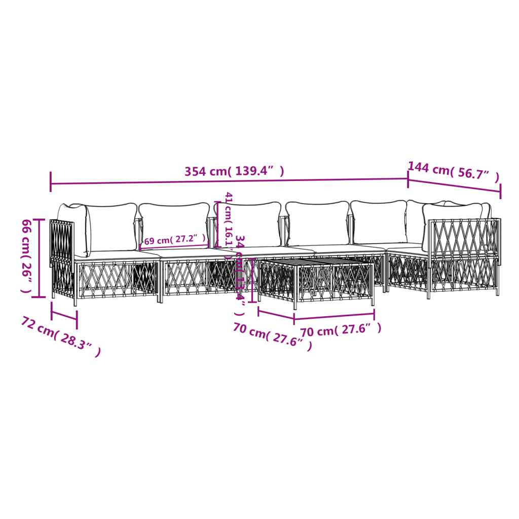 vidaXL 7-tlg. Garten-Lounge-Set mit Kissen Anthrazit Stahl