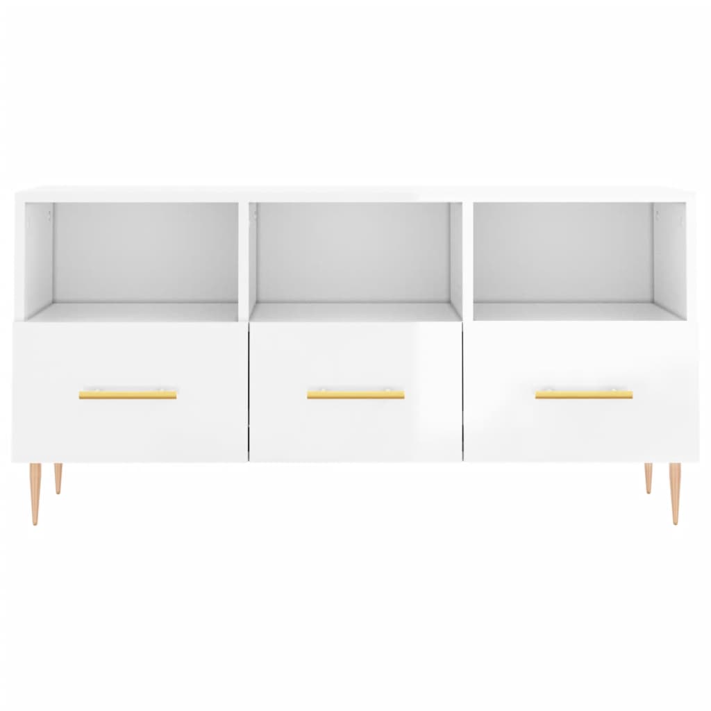 vidaXL TV-Schrank Hochglanz-Weiß 102x36x50 cm Holzwerkstoff