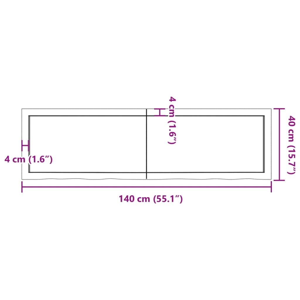 vidaXL Waschtischplatte Hellbraun 140x40x(2-4) cm Massivholz Behandelt