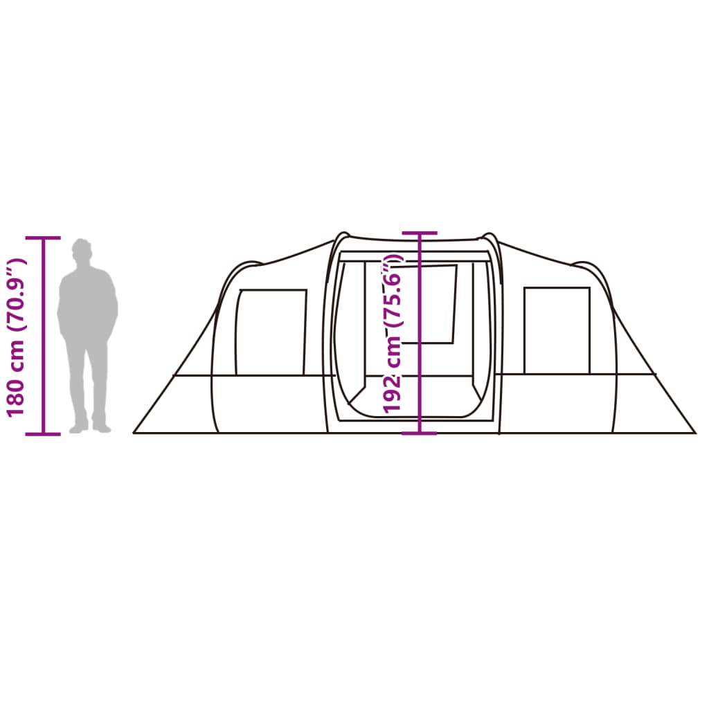 vidaXL Tunnelzelt 4 Personen Olivgrün Wasserdicht