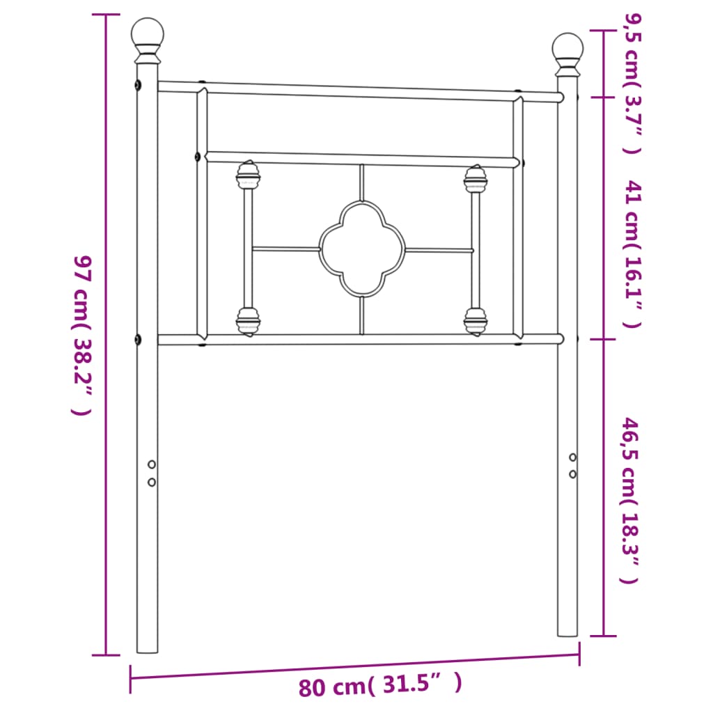 vidaXL Kopfteil Metall Weiß 75 cm