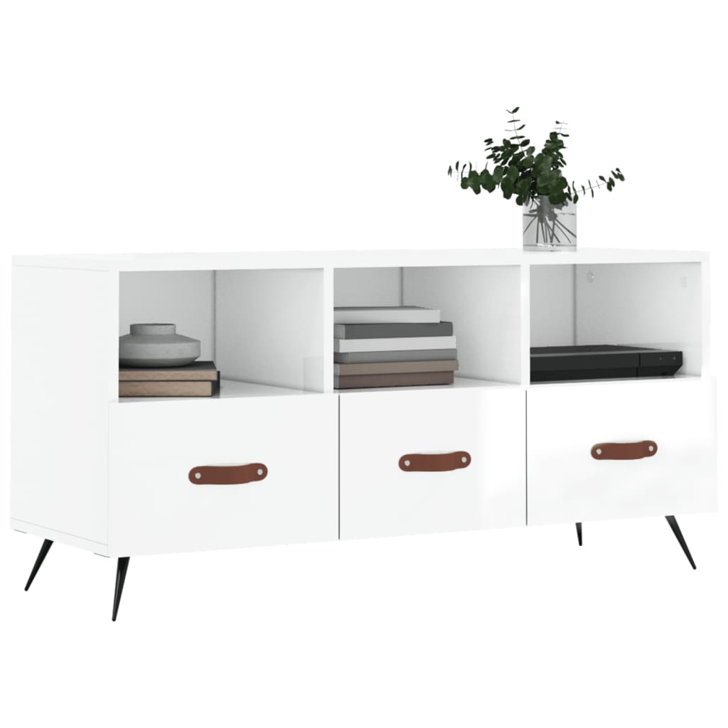 vidaXL TV-Schrank Hochglanz-Weiß 102x36x50 cm Holzwerkstoff