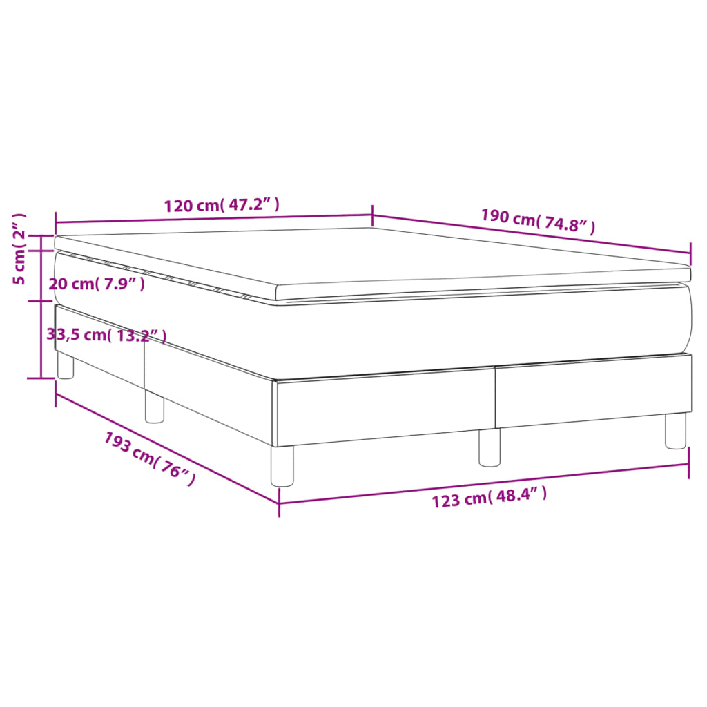 vidaXL Boxspringbett mit Matratze Schwarz 120x190 cm Kunstleder