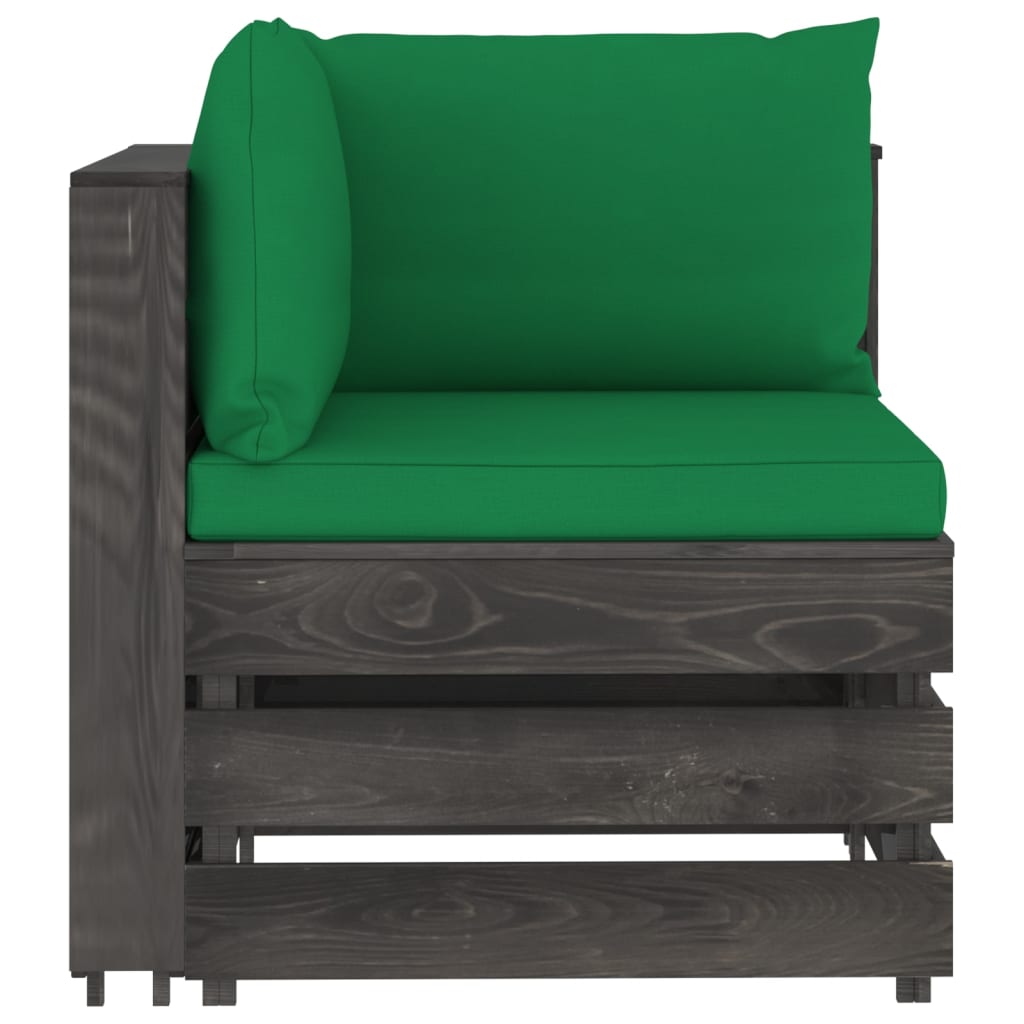 vidaXL 4-Sitzer Outdoor-Sofa mit Kissen Grau Imprägniertes Holz