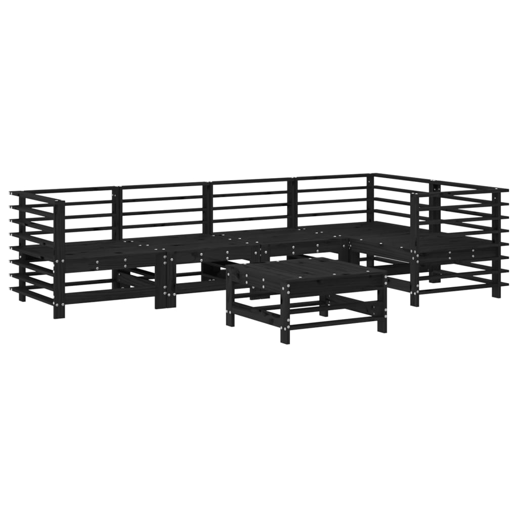 vidaXL 6-tlg. Garten-Lounge-Set Schwarz Massivholz Kiefer