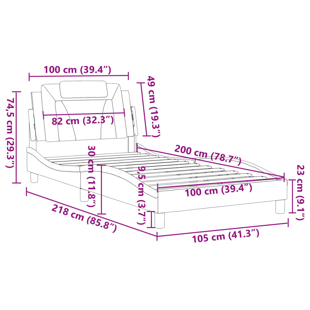 vidaXL Bettgestell mit Kopfteil Cappuccino-Braun 100x200 cm Kunstleder