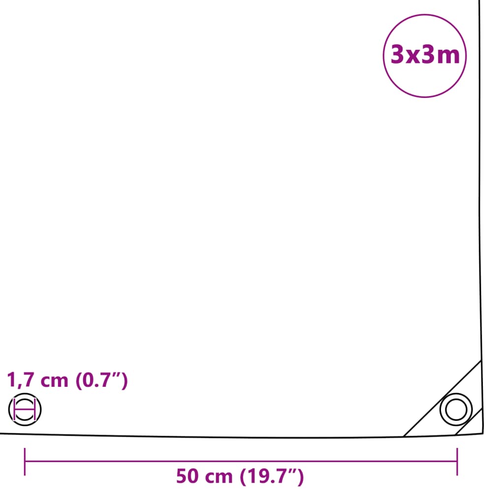 vidaXL Abdeckplane 650 g/m² 3x3 m Grau