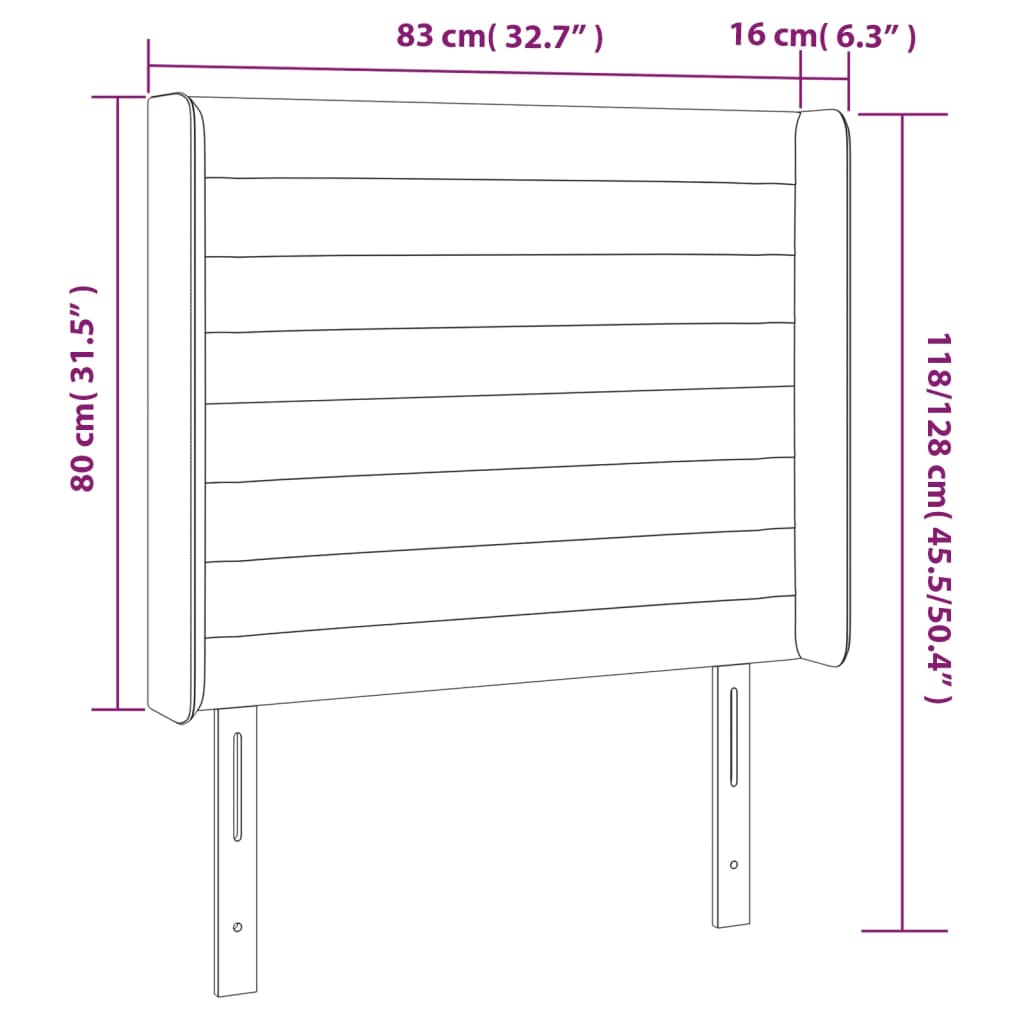 vidaXL Kopfteil mit Ohren Creme 83x16x118/128 cm Stoff