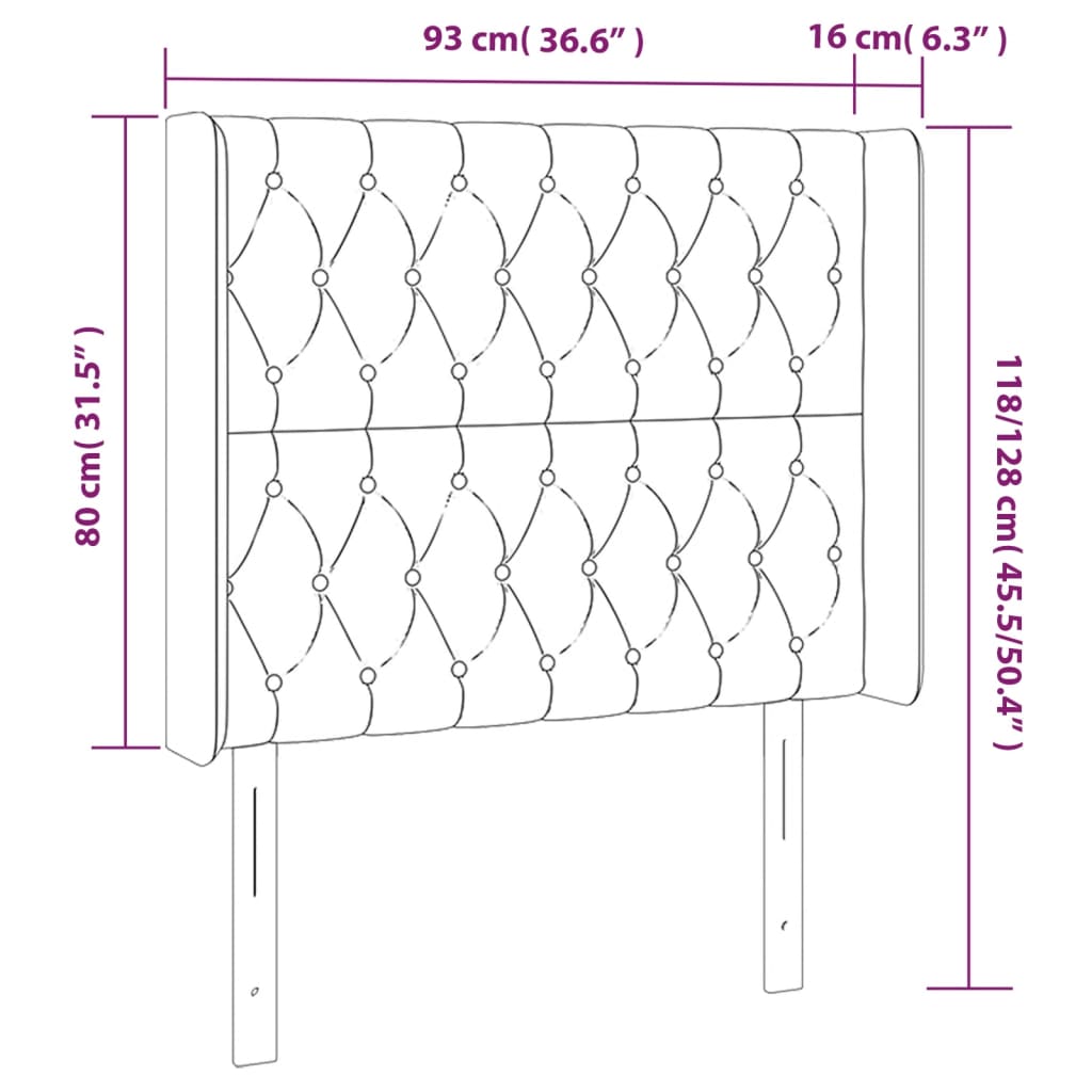 vidaXL LED Kopfteil Blau 93x16x118/128 cm Stoff