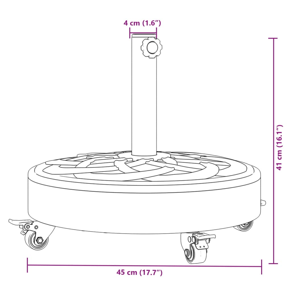 vidaXL Sonnenschirmständer mit Rollen für Ø38/48 mm Mast 27 kg Rund